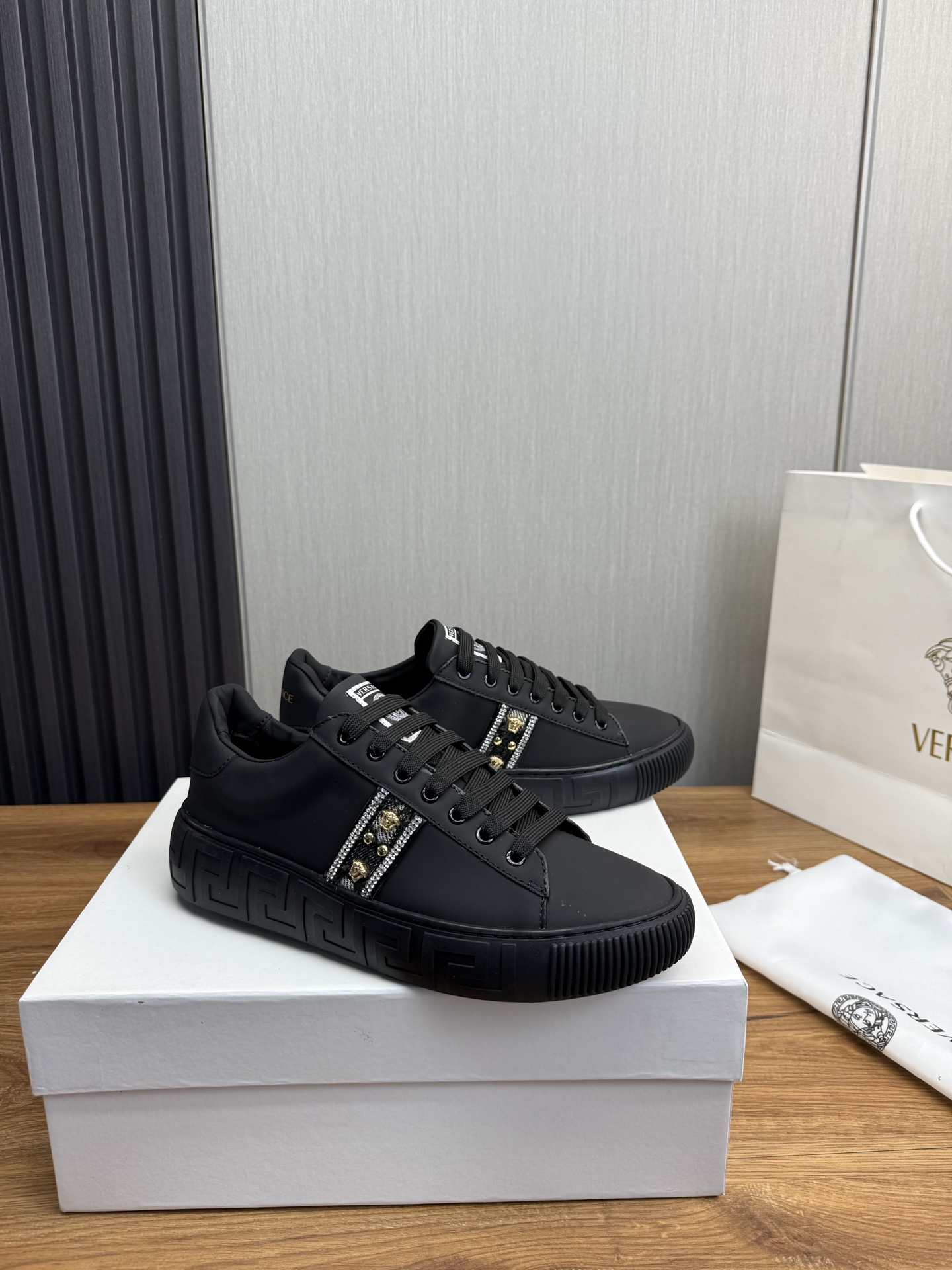 Versace Leather Casual Sneakers Multi-Color
