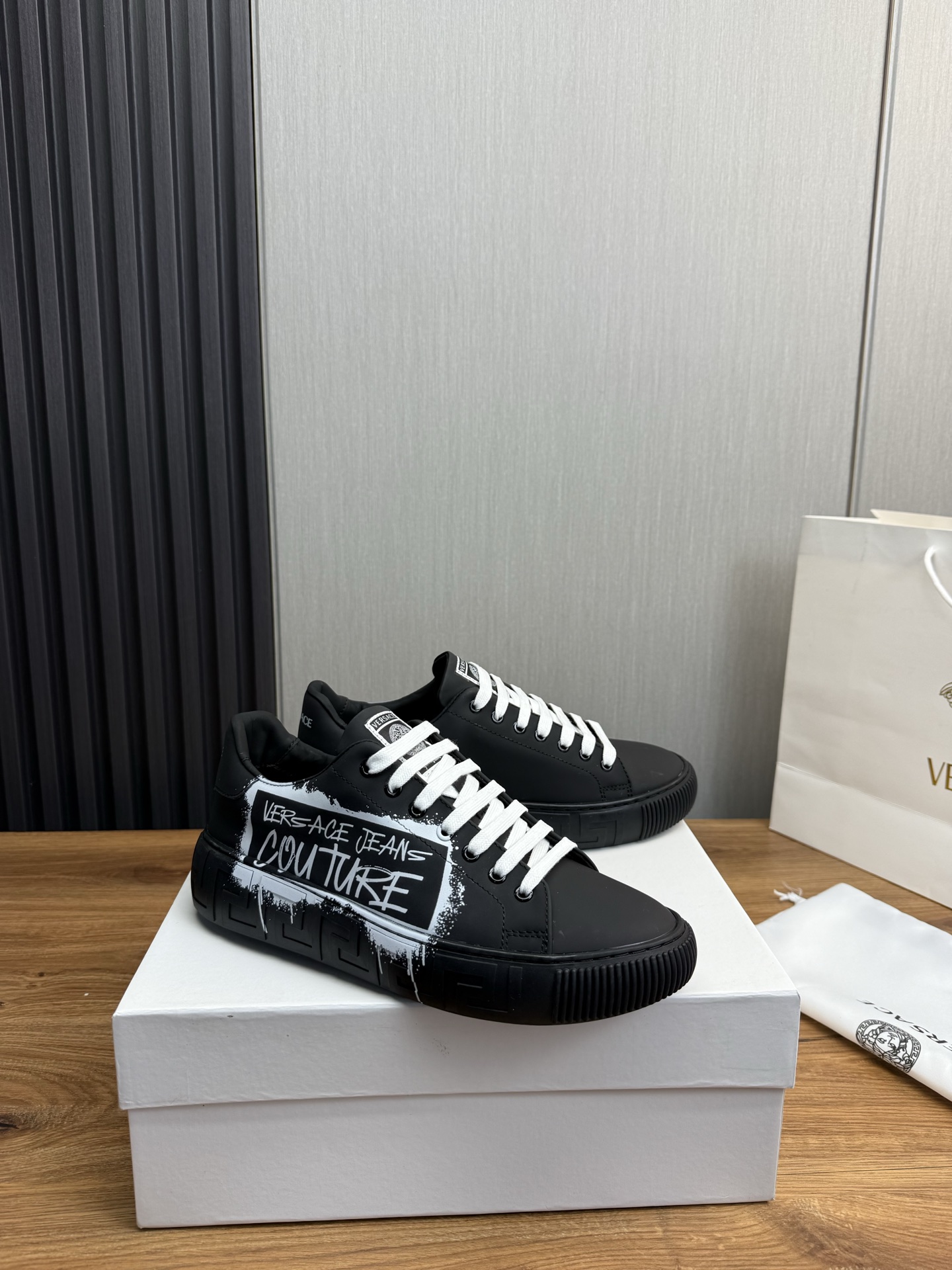 Versace Leather Low-Top Sneakers Multicolor