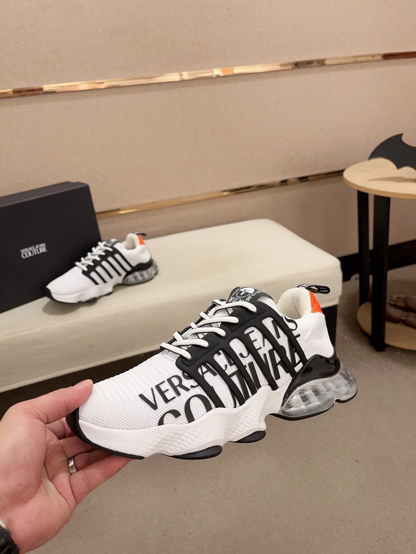 Versace Jeans Couture Knit Sneakers White/Black/Orange