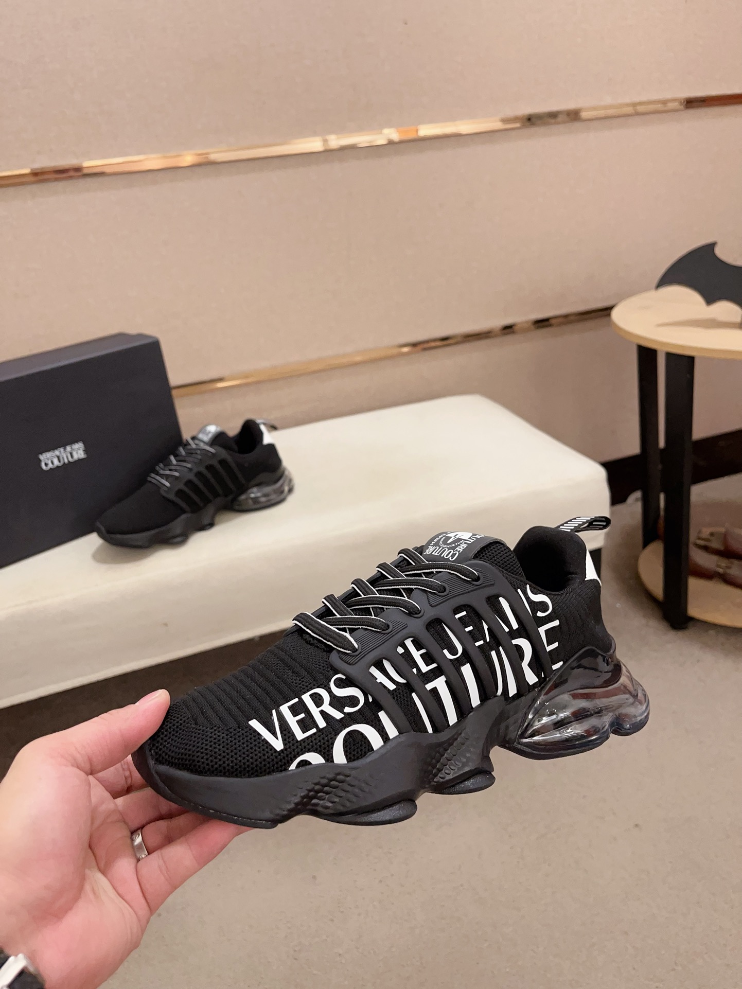 Versace Knit Cushion Sneakers Black