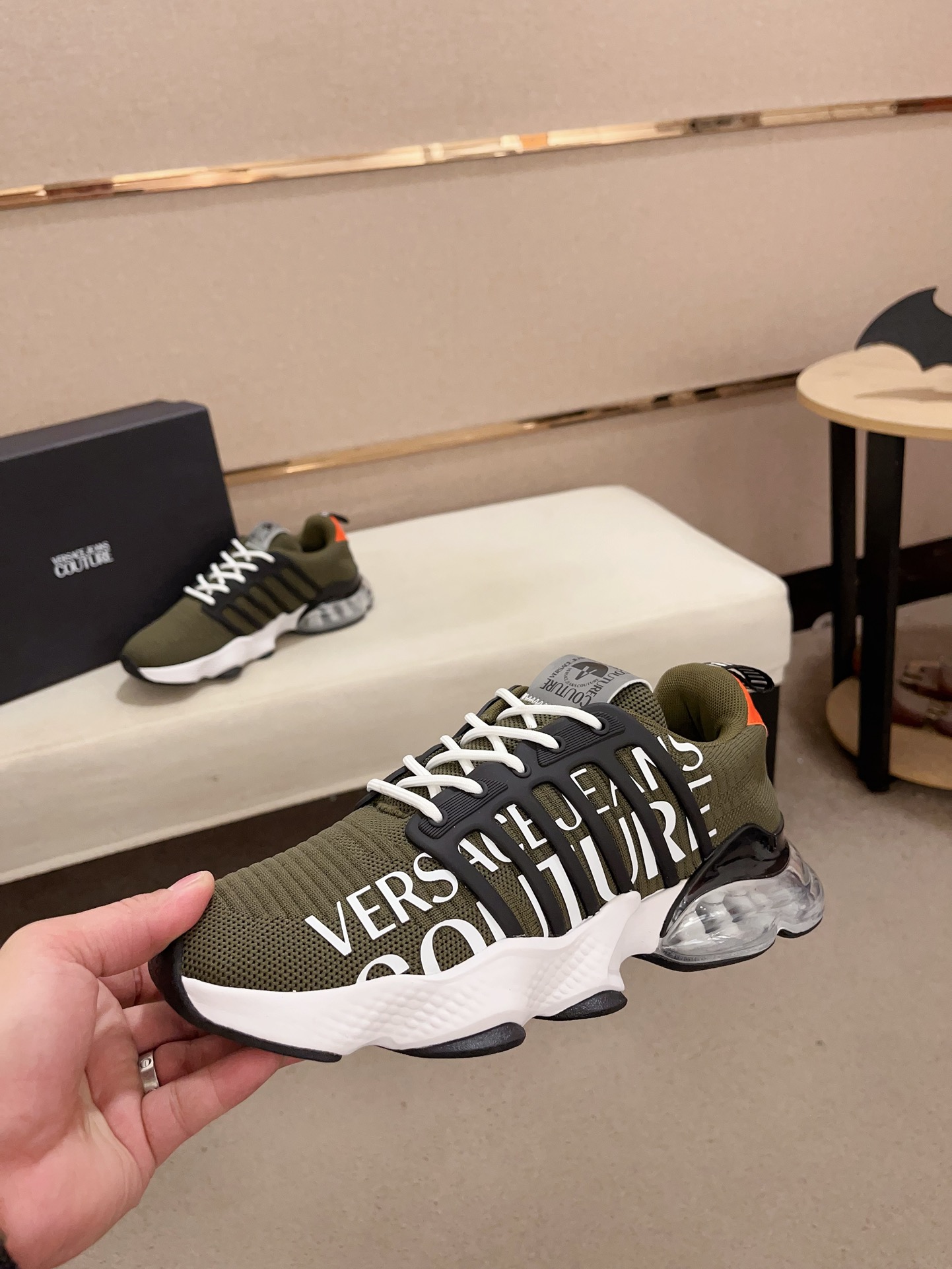 Versace Knit Bubble Sole Sneakers Olive