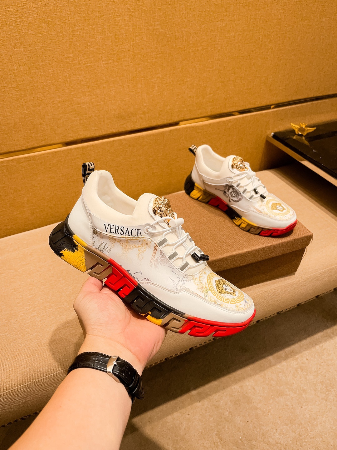 Versace Leather Runner Sneakers Multicolor