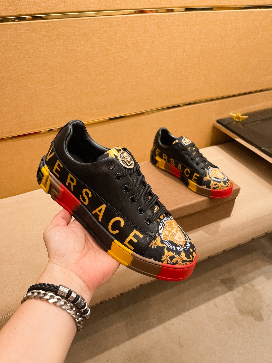 Versace Medusa Leather Sneakers Multi
