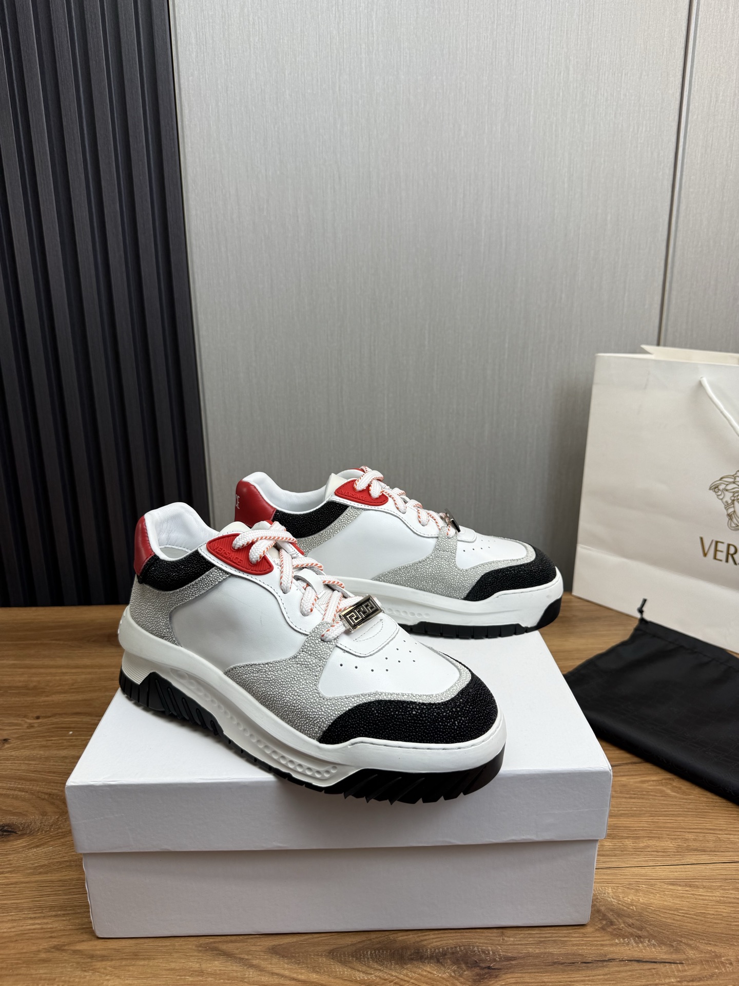 Versace Leather Casual Sneakers Multi-Color