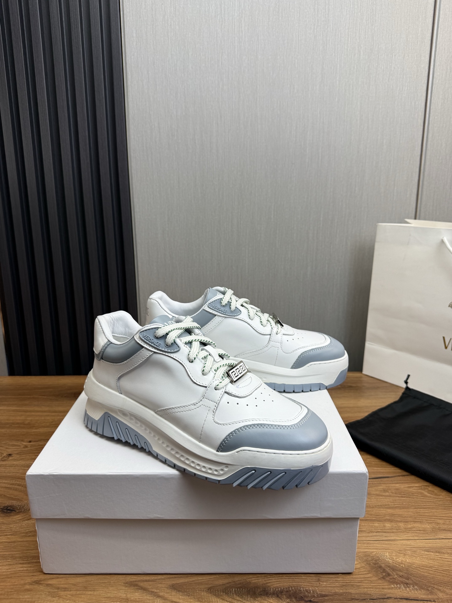 Versace Leather Casual Sneakers White/Grey