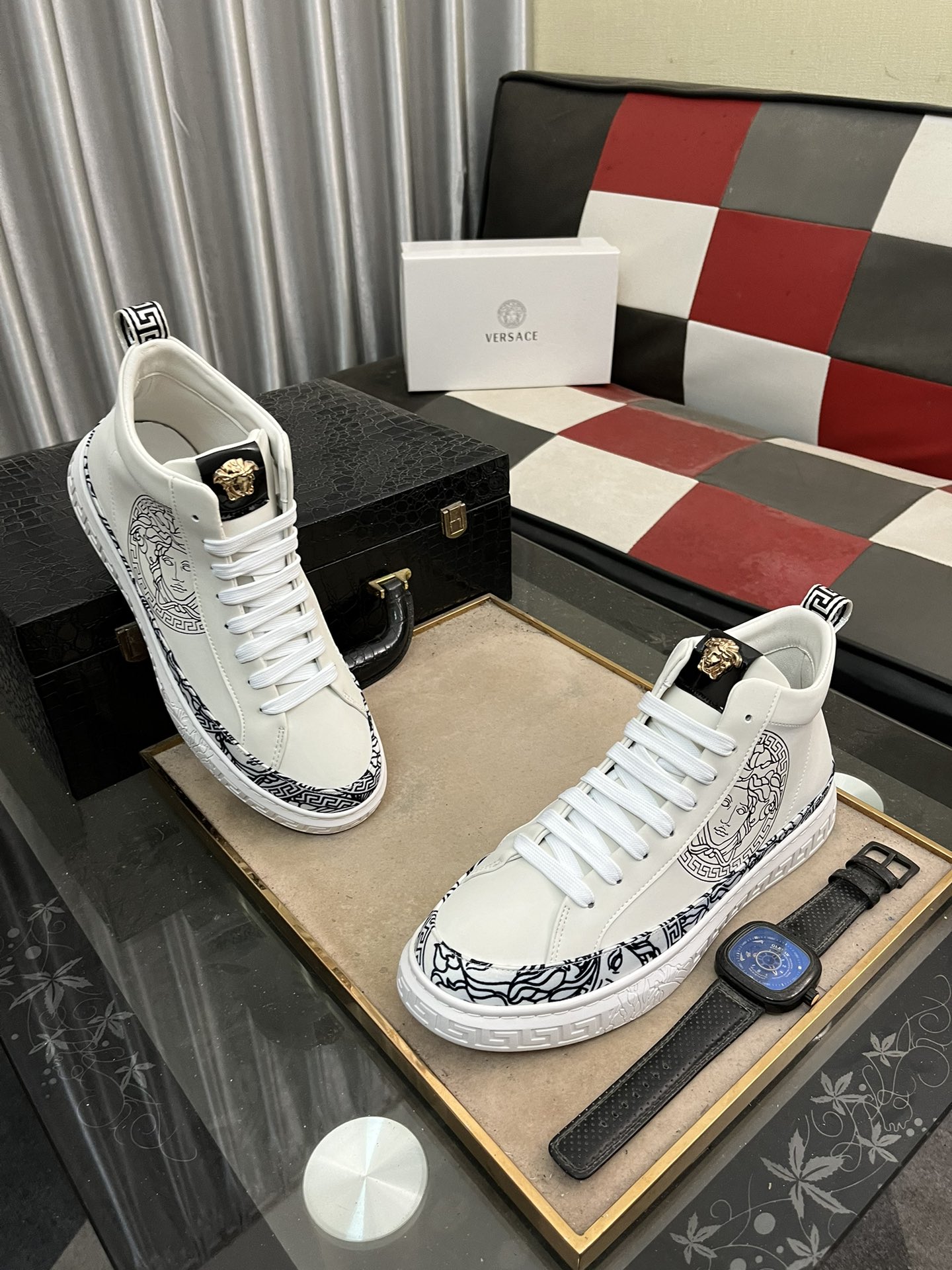 Versace Medusa High-Top Sneakers White