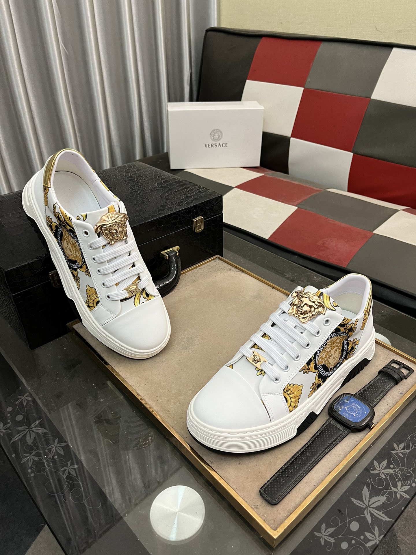 Versace Medusa Leather Sneakers White/Gold