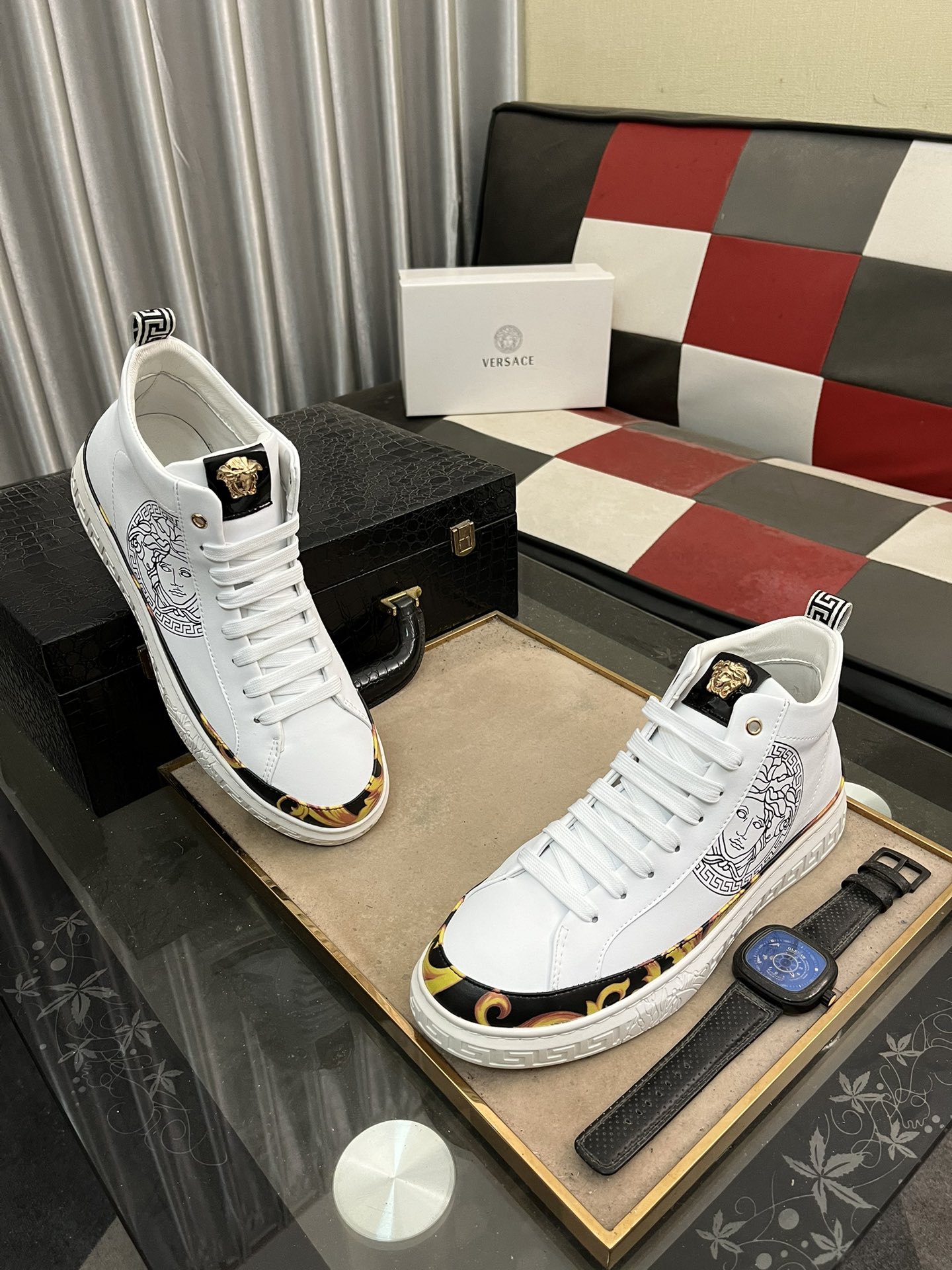 Versace Medusa High-Top Sneakers White