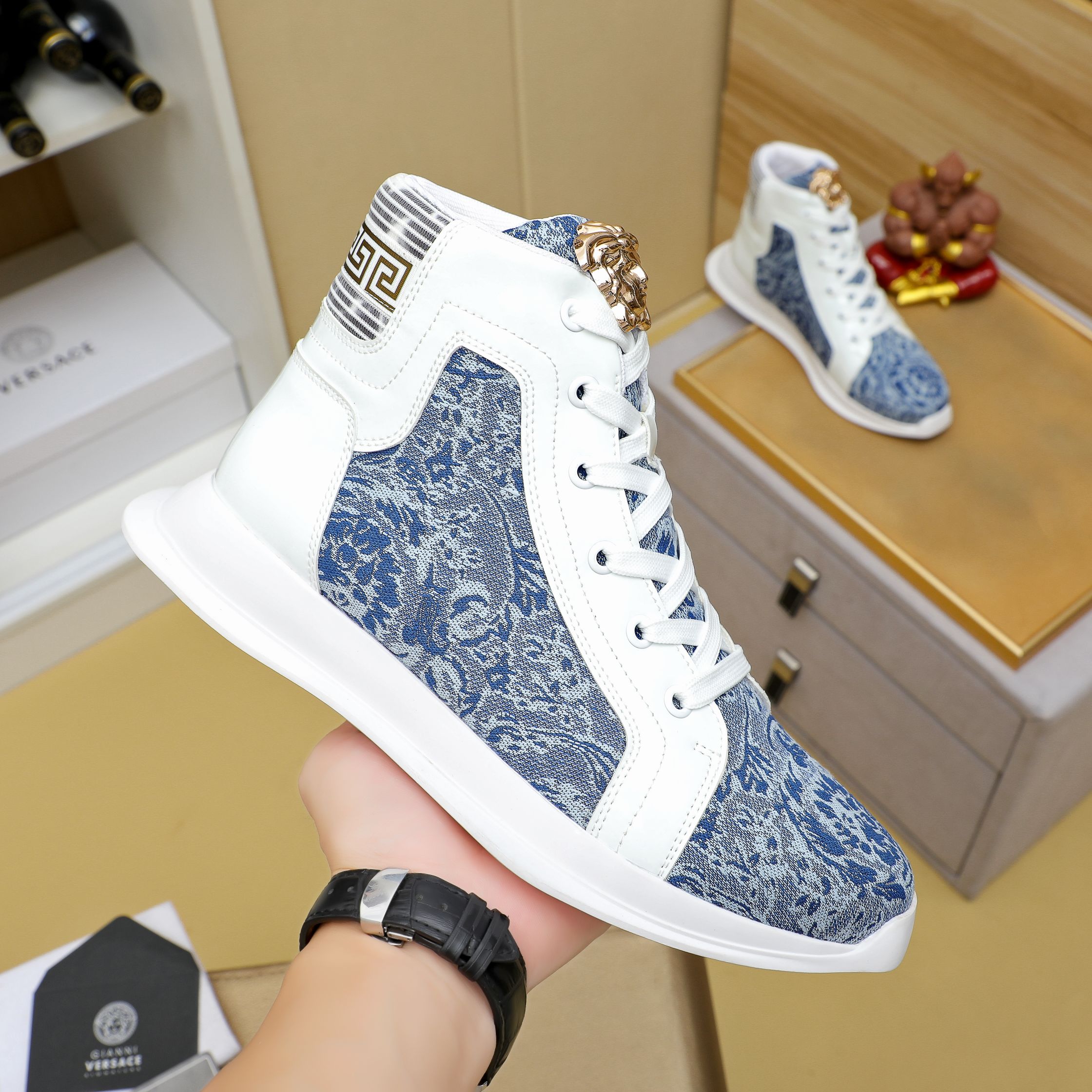 Versace Medusa High-Top Sneakers Blue/White
