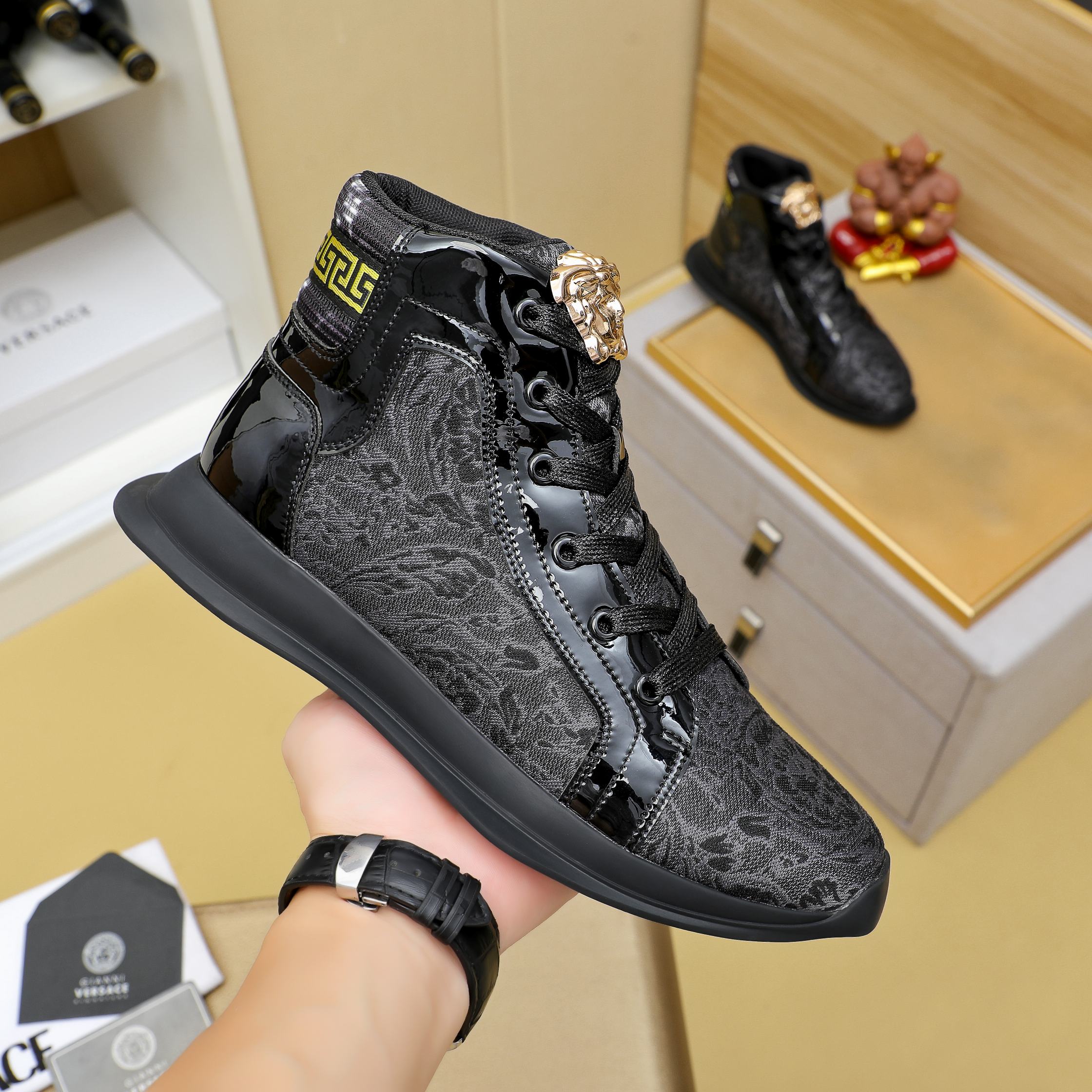 Versace Medusa High-Top Sneakers Black