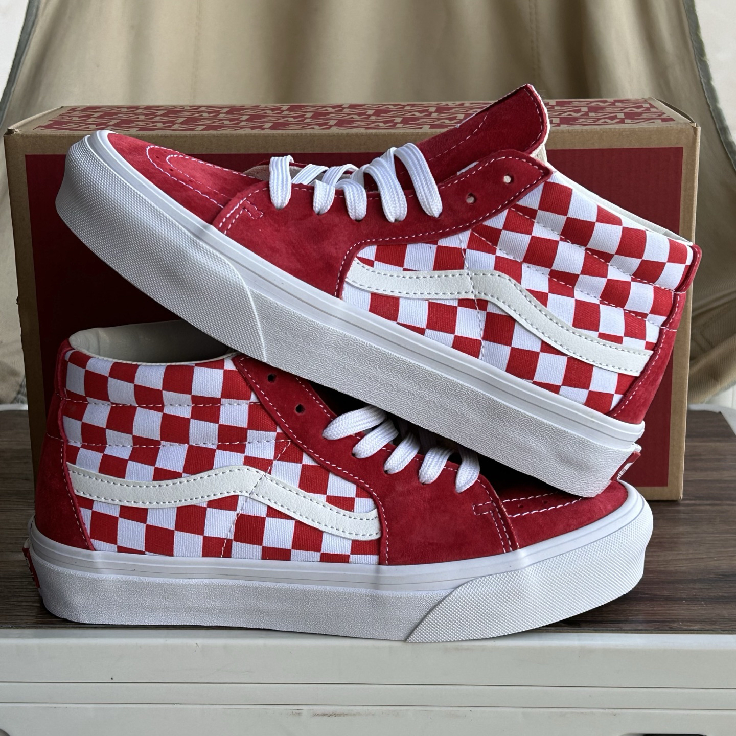 Vans Sk8-Mid Pro Skate Shoes Red/White