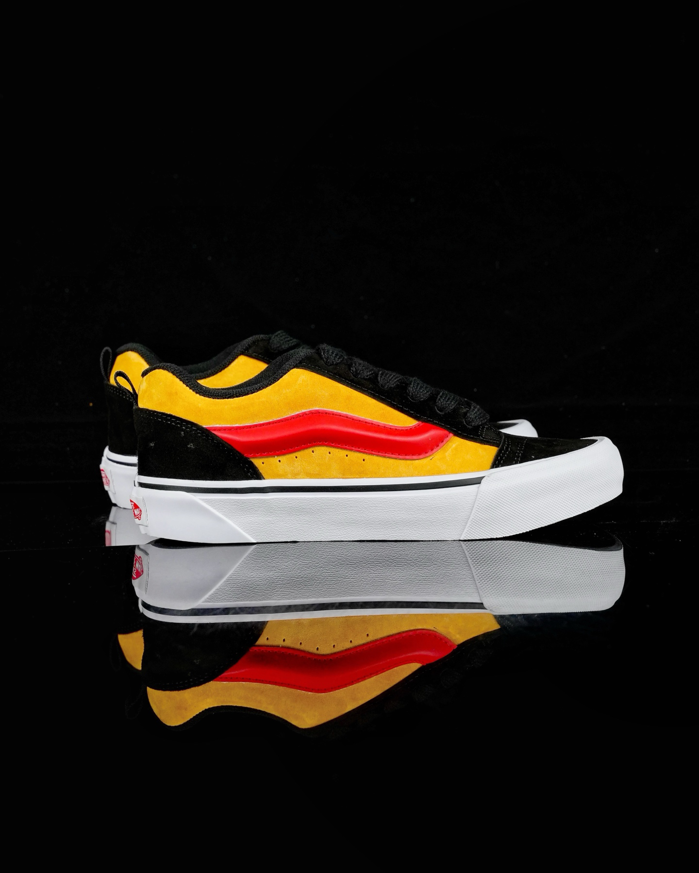 Vans Knu Skool Suede Skate Shoes Black/Yellow/Red