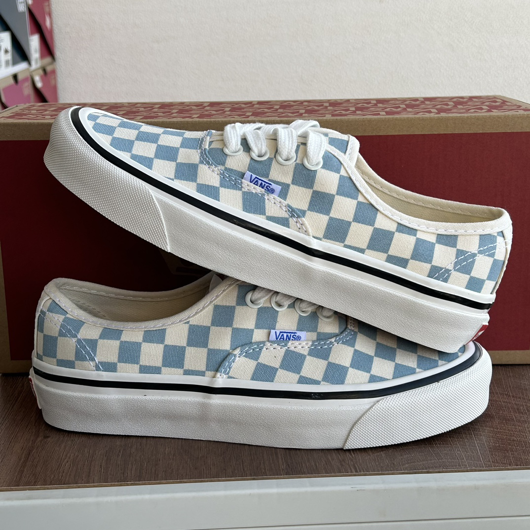 Vans Authentic 44 DX Checkerboard Skate Shoes Blue