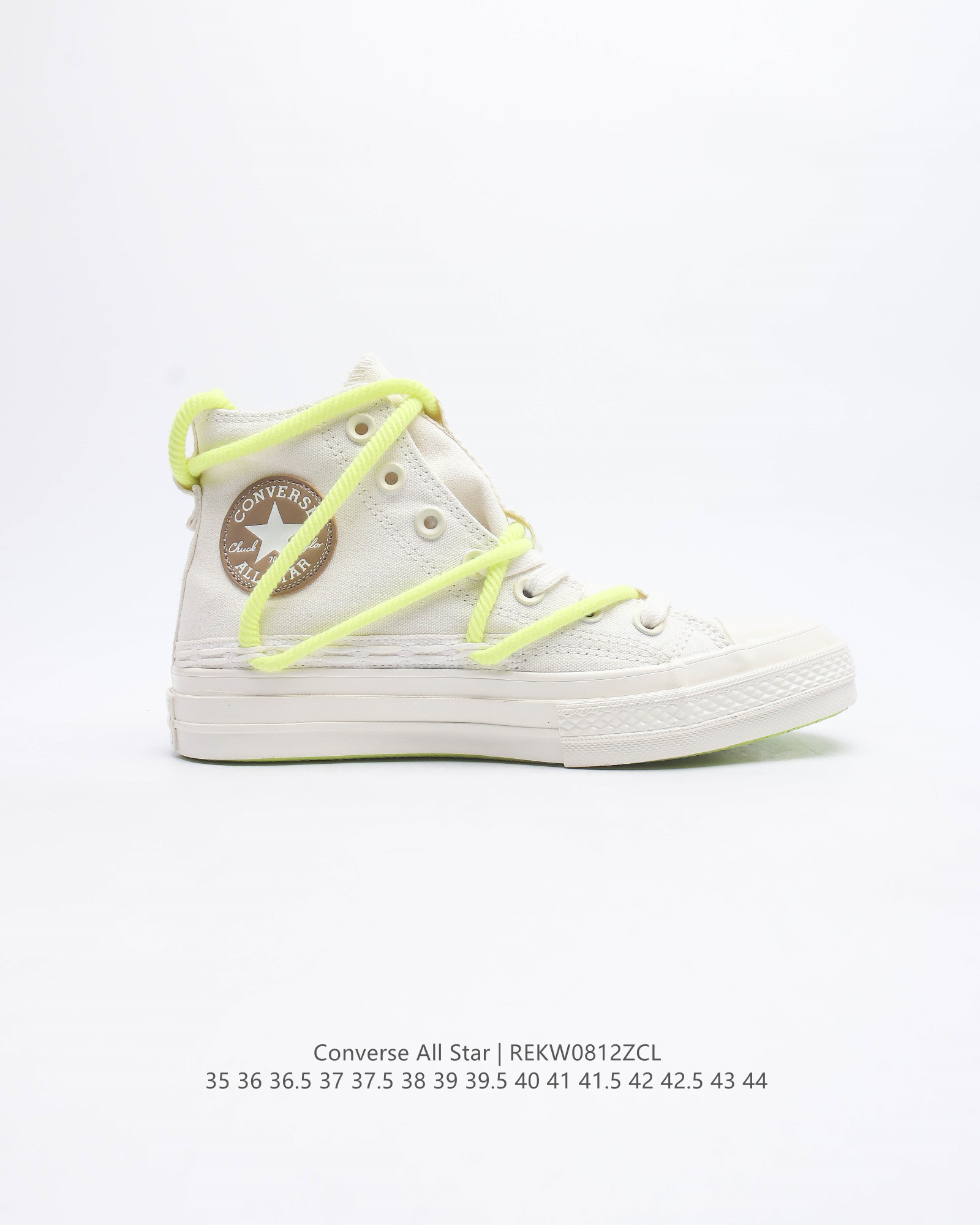 Converse All Star Deconstructed High-Top Canvas Sneakers White/Neon Yellow