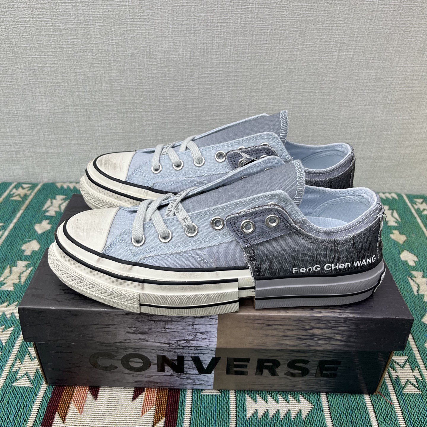 Converse x Feng Chen Wang Deconstructed Canvas Sneakers Gradient Gray Blue