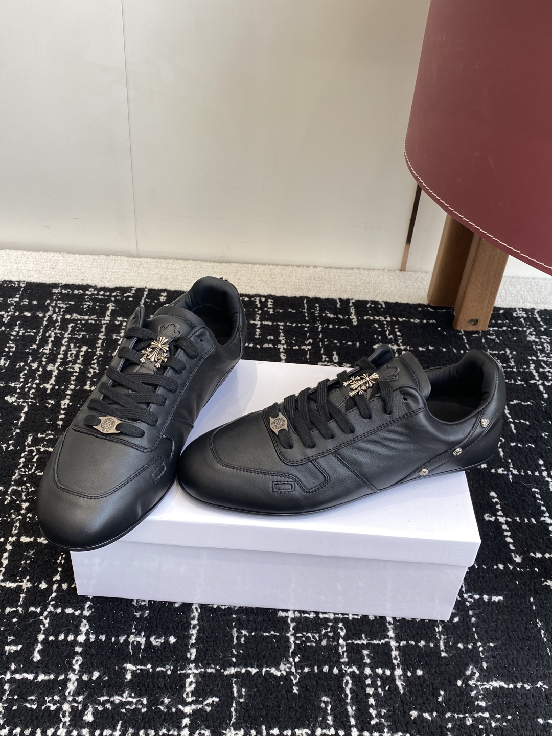 Rick Owens Leather Trainer Sneakers Black