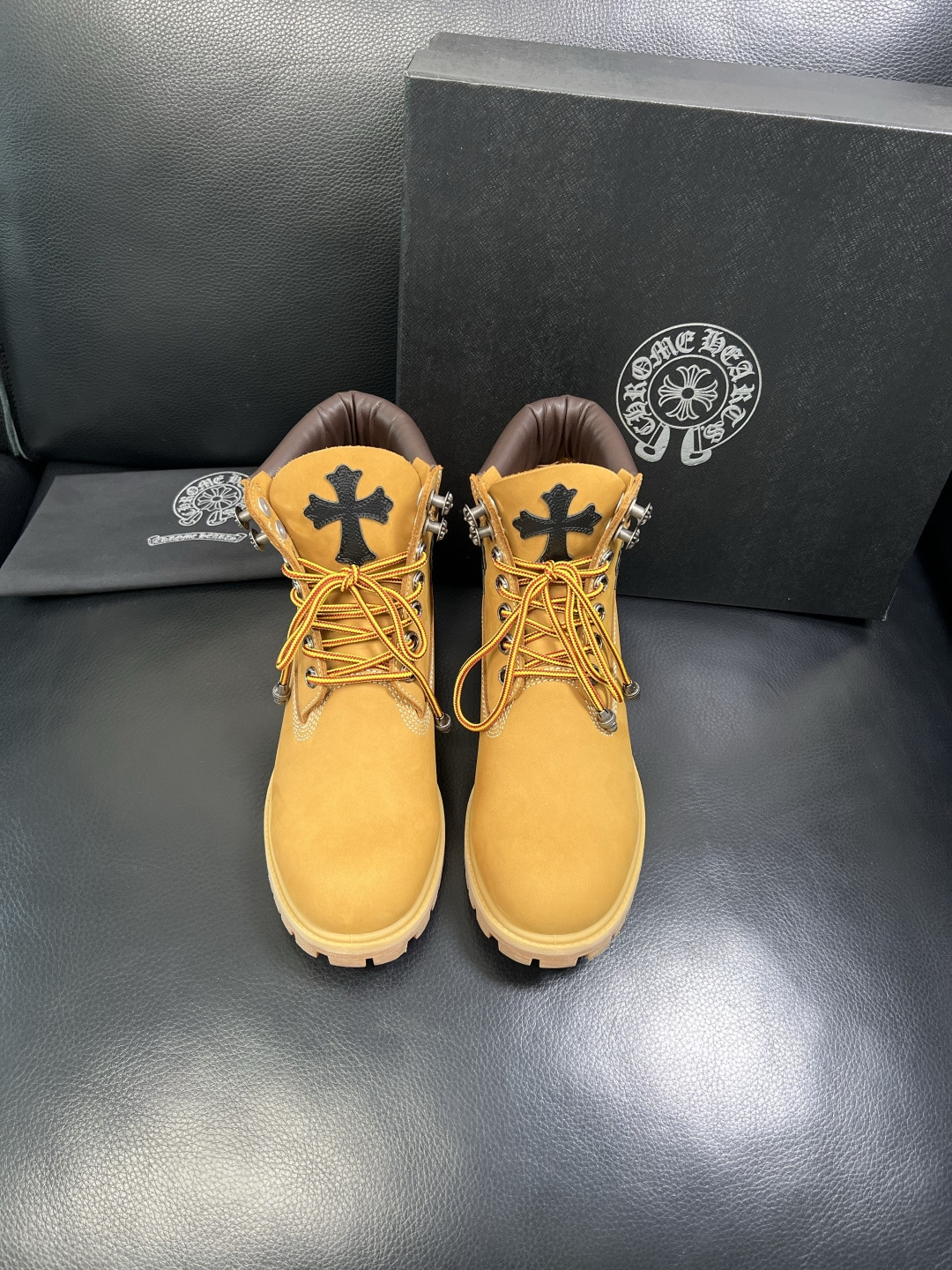 Chrome Heart x Timberland Leather Boots Wheat