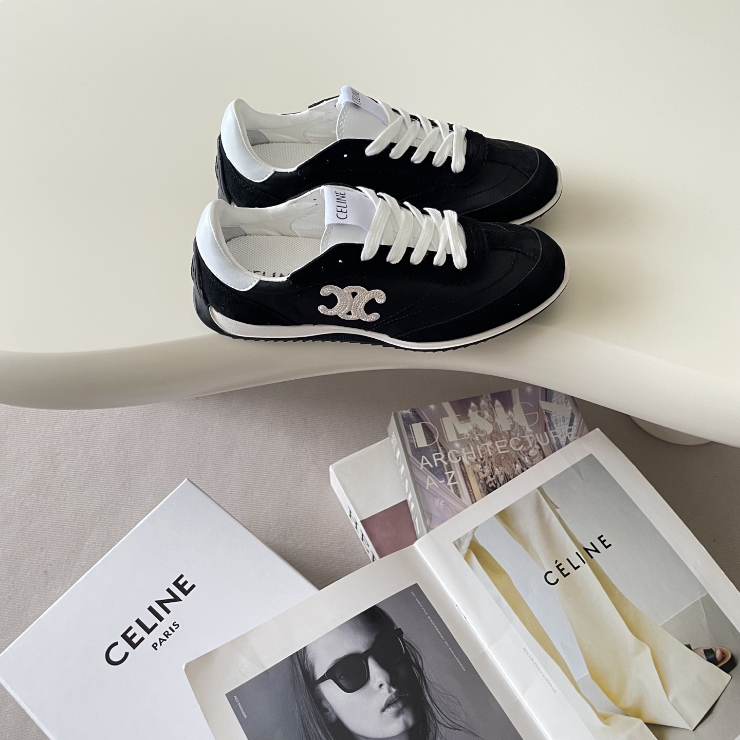 Celine Racer Retro Trainer Black/White