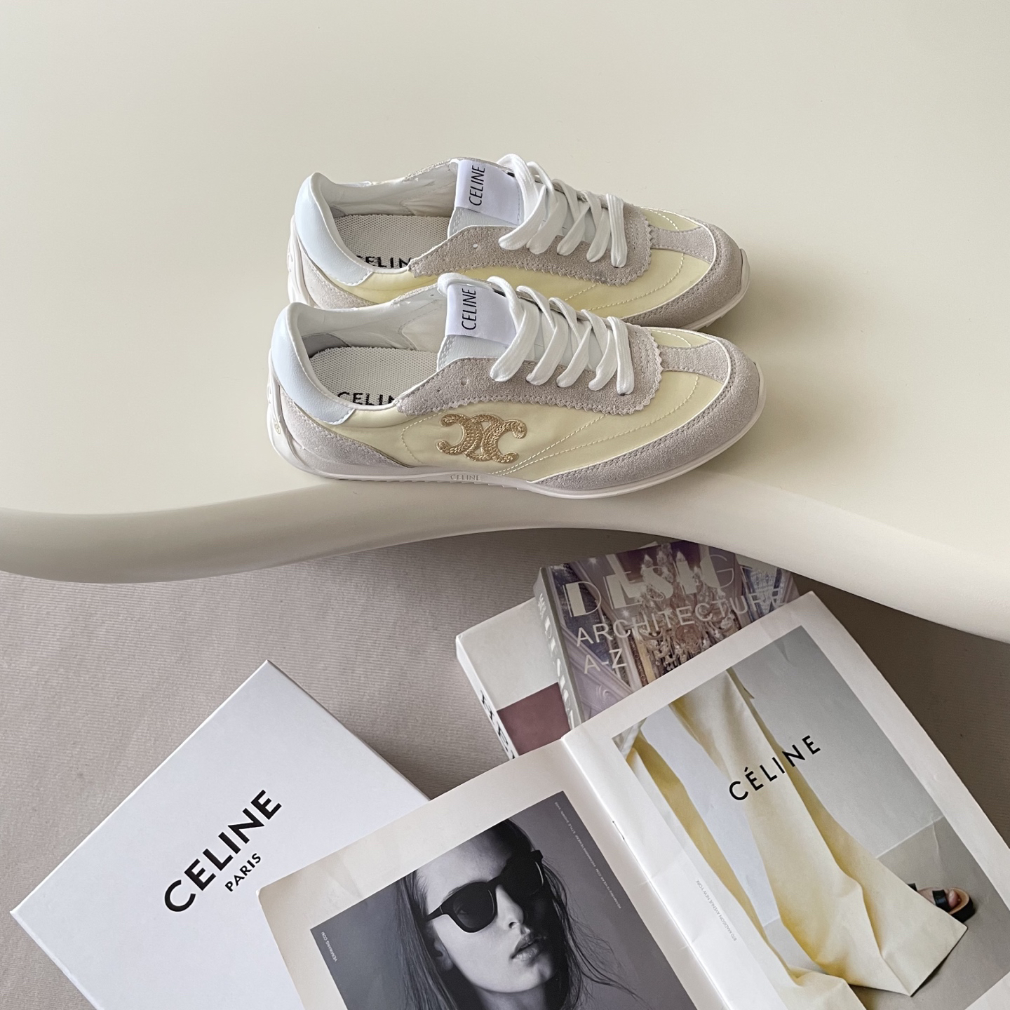 Celine Racer Trainer Sneaker Cream