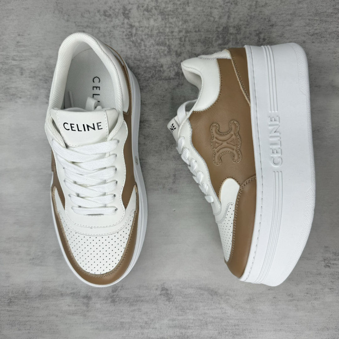 Celine Platform Sneakers White/Tan