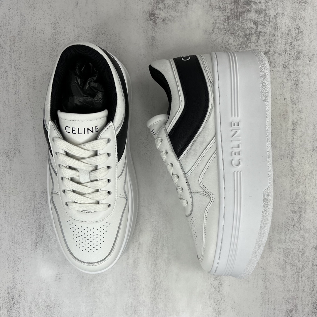 Celine Triomphe Platform Sneakers White/Black