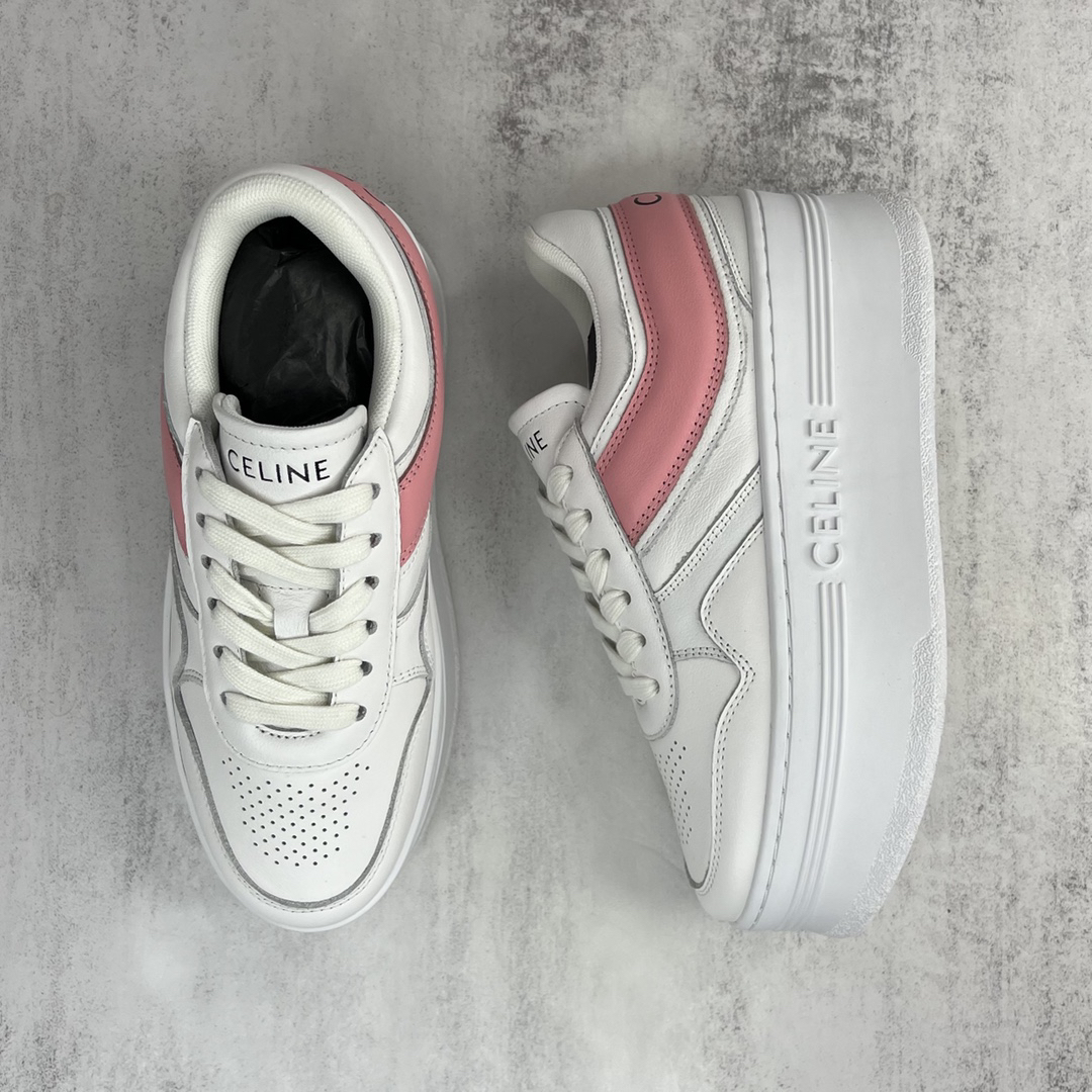 Celine Triomphe Platform Sneakers White/Pink