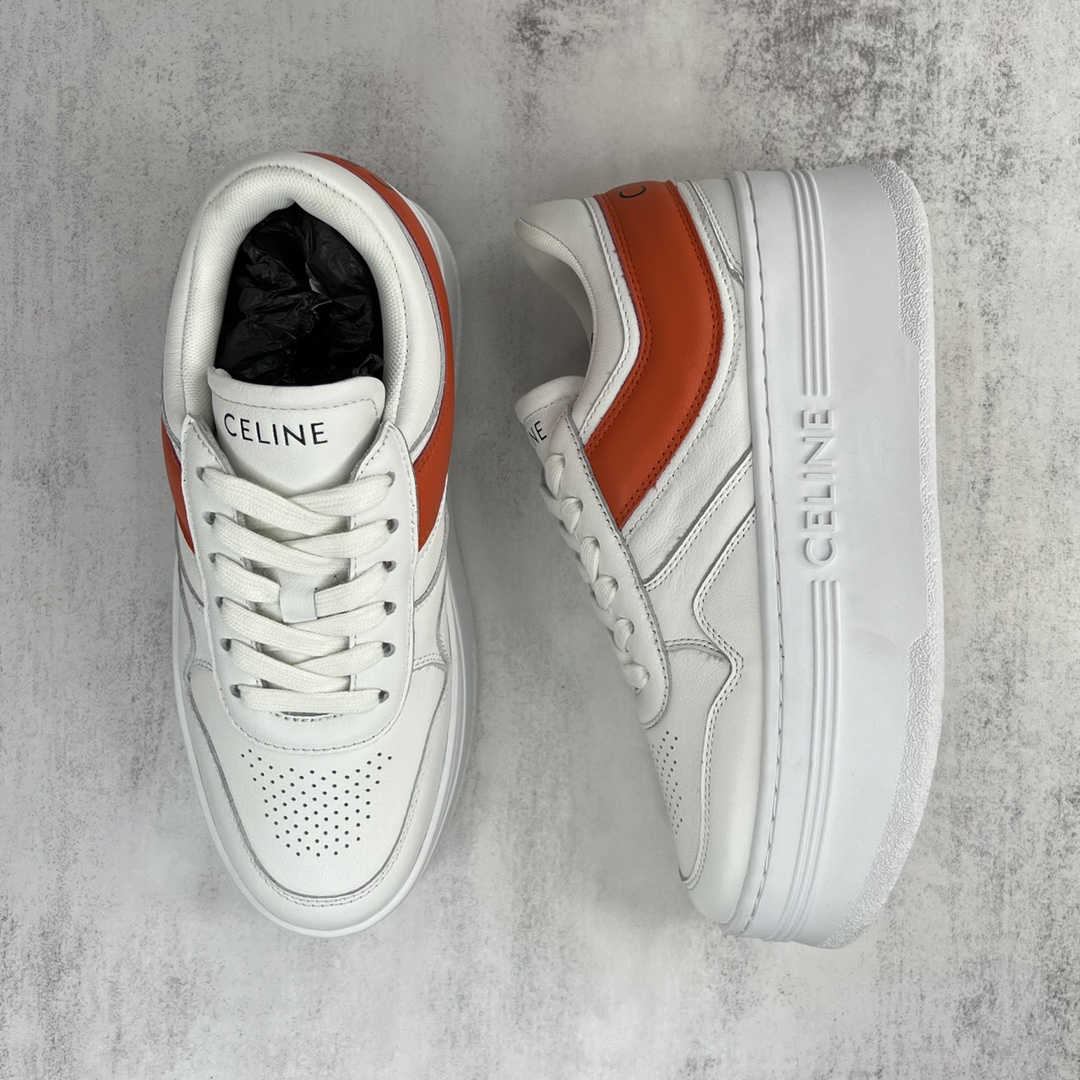 Celine Triomphe Platform Sneakers White/Orange