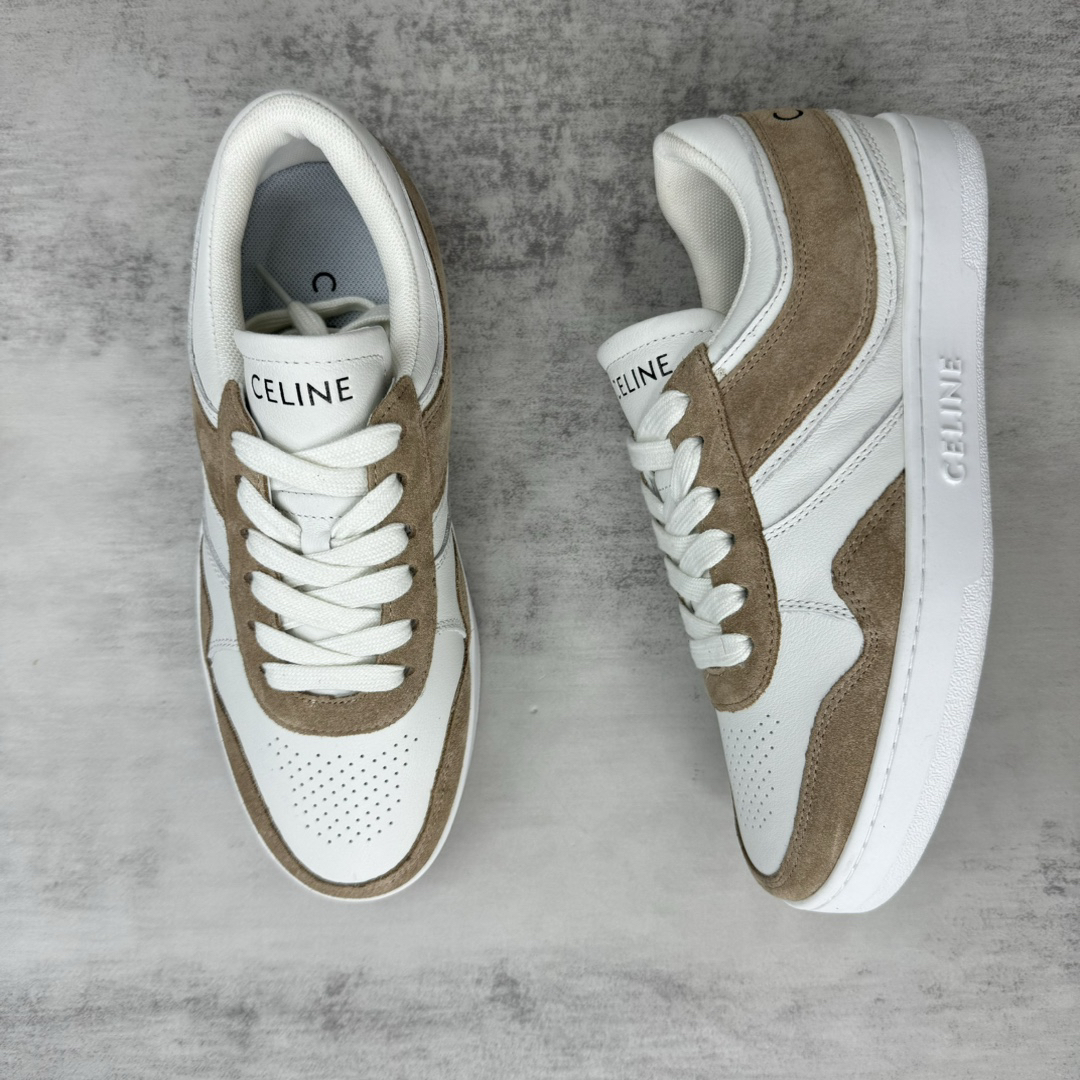 Celine Trainer Skate Sneakers White/Tan