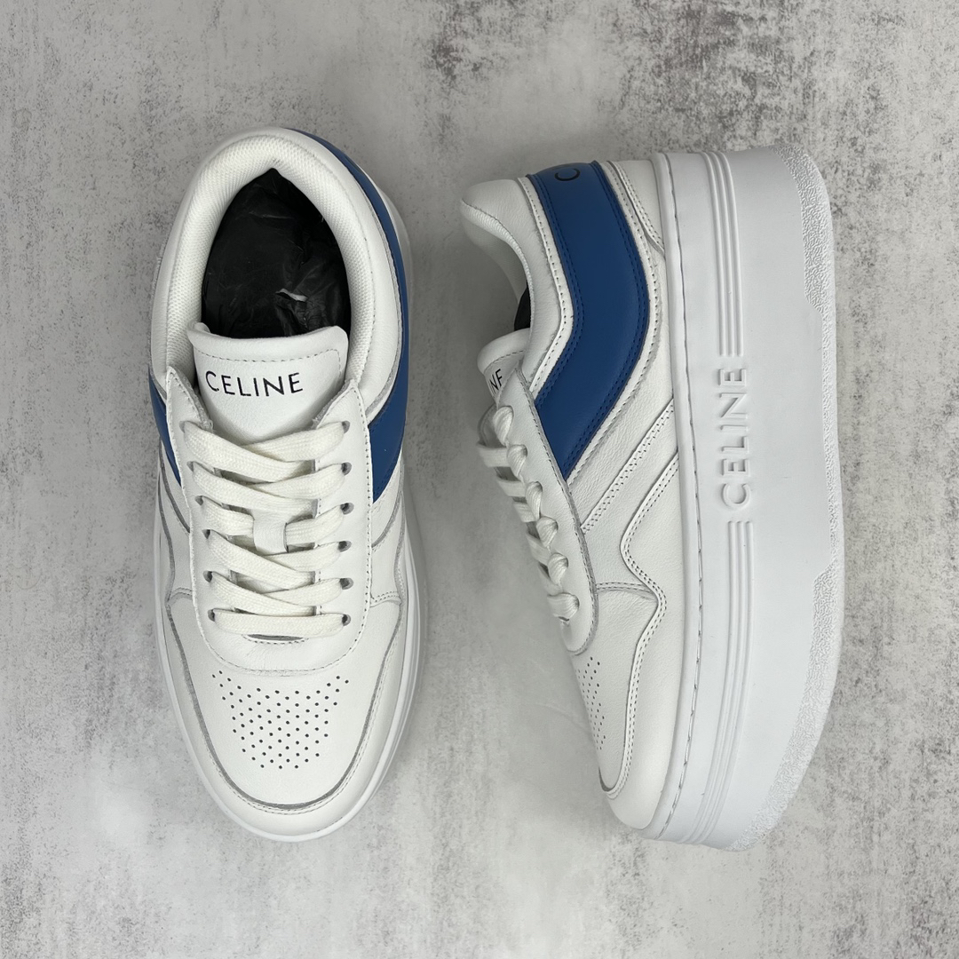 Celine Triomphe Platform Sneakers White/Blue