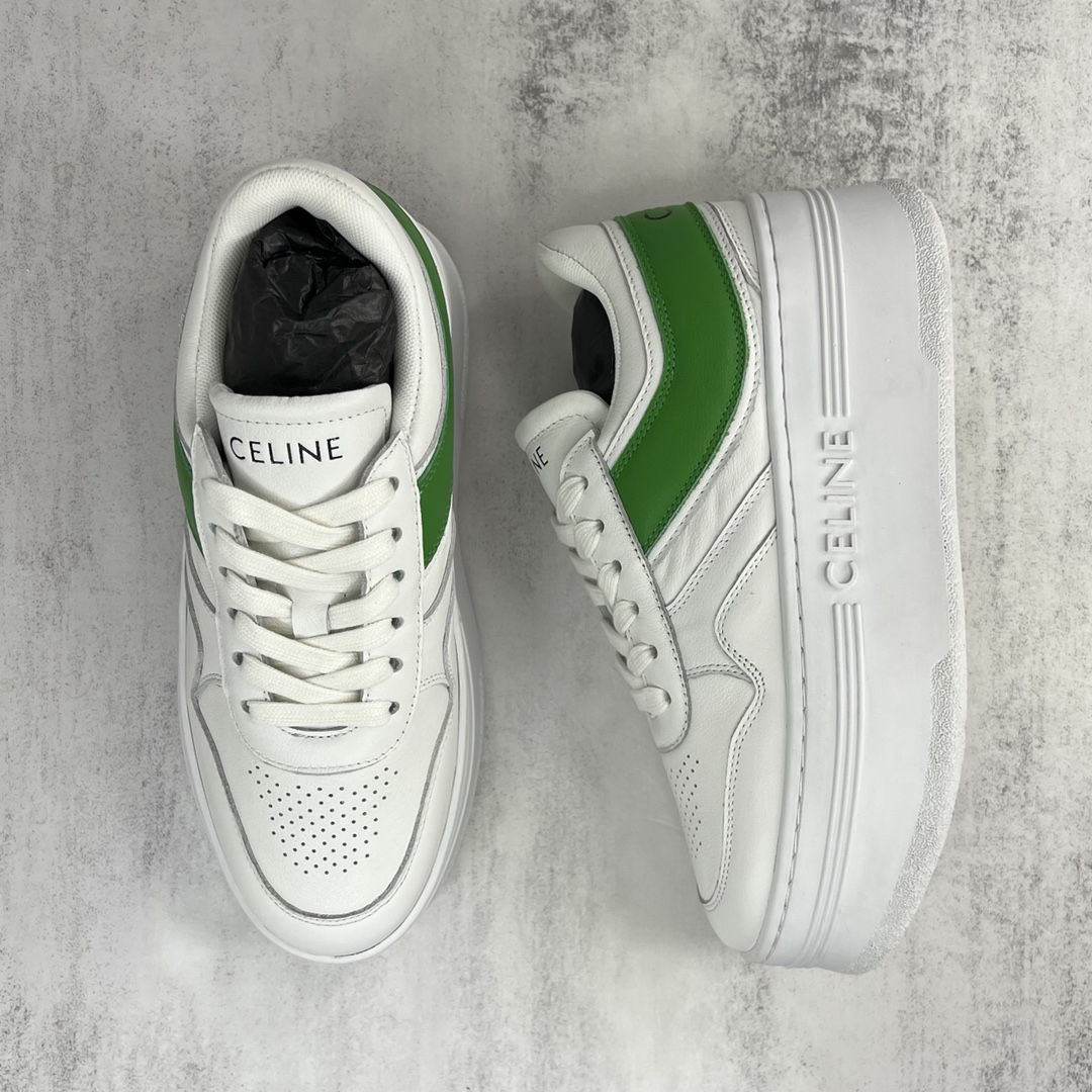 Celine Triomphe Platform Sneakers White/Green