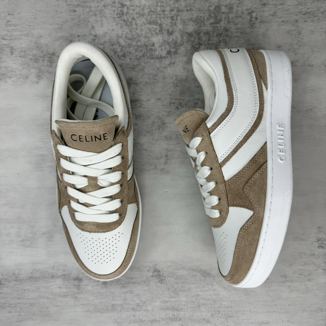 Celine Trainer Skate Sneakers White/Tan