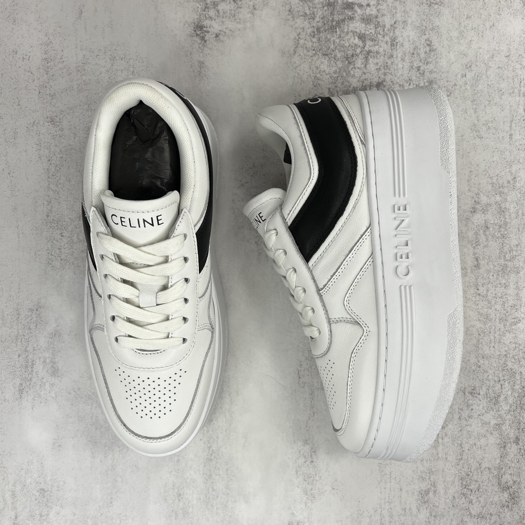 Celine Triomphe Platform Sneakers White/Black