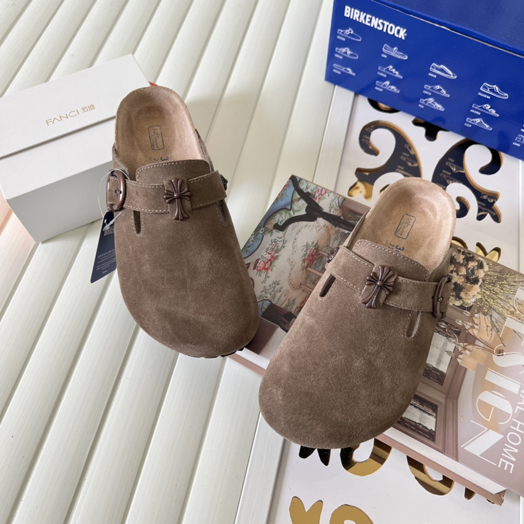 Birkenstock Suede Cross Clog Brown