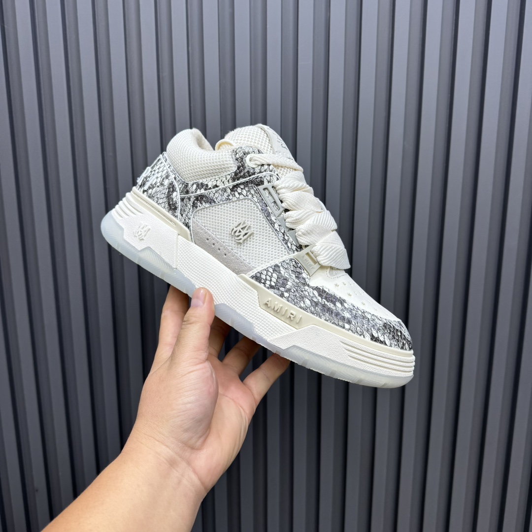 Amiri Snake-Print Low Sneakers White/Grey