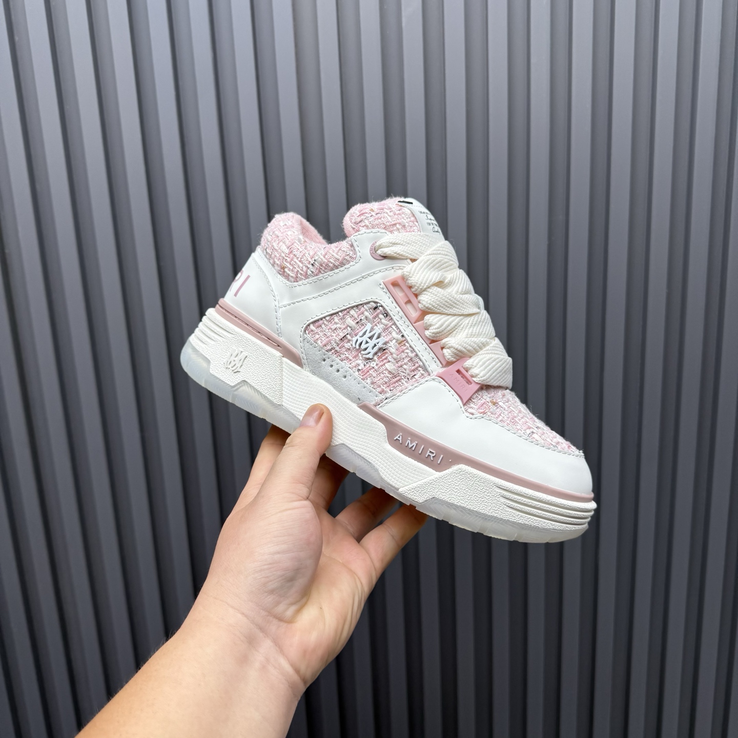 AMIRI Tweed Low-Top Sneakers Pink