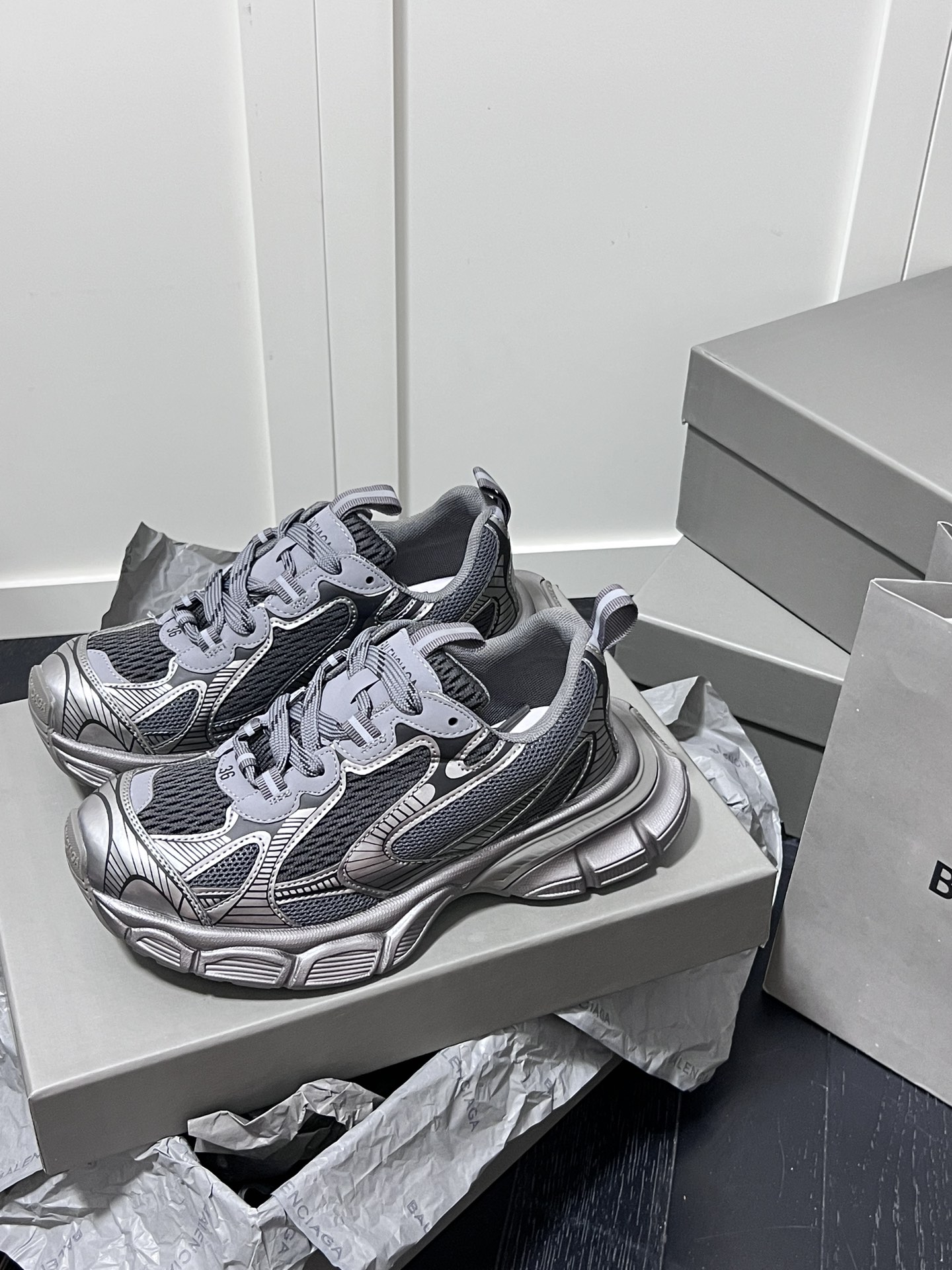 Balenciaga Chunky Dad Sneakers Silver