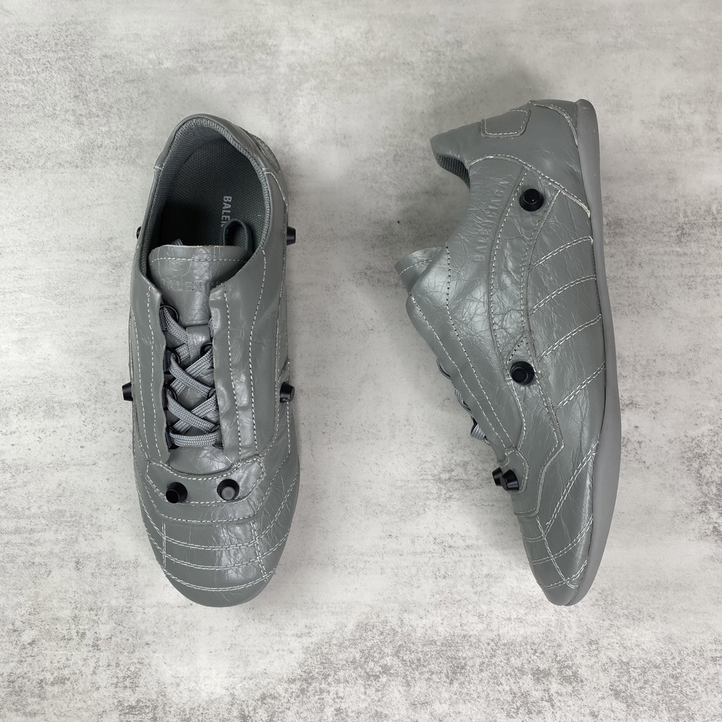 Balenciaga Punk Lace-Up Loafers Grey