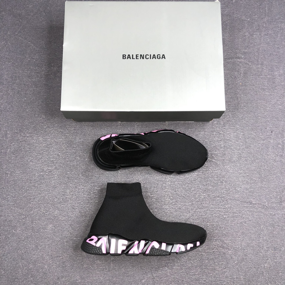 Balenciaga Speed Sock Sneakers Black/Pink