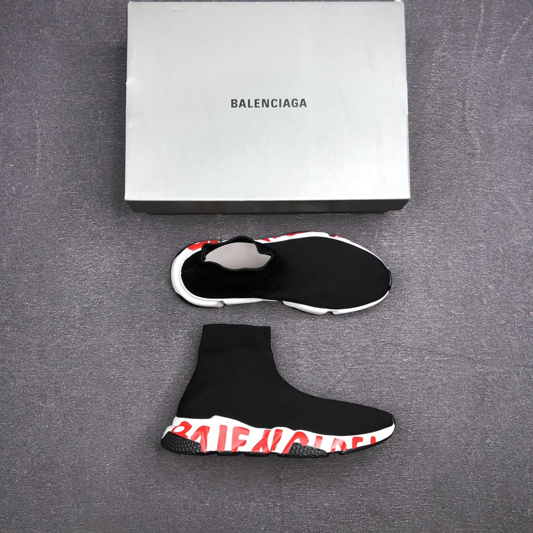 Balenciaga Speed Sock Sneakers Black/Red/White