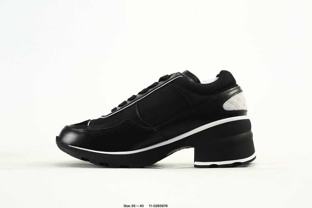 Chanel Calfskin Lace-Up Sneakers Black