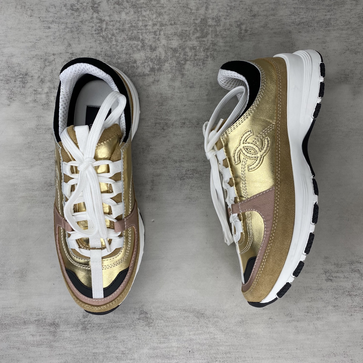 Chanel CC Runner Sneakers Gold