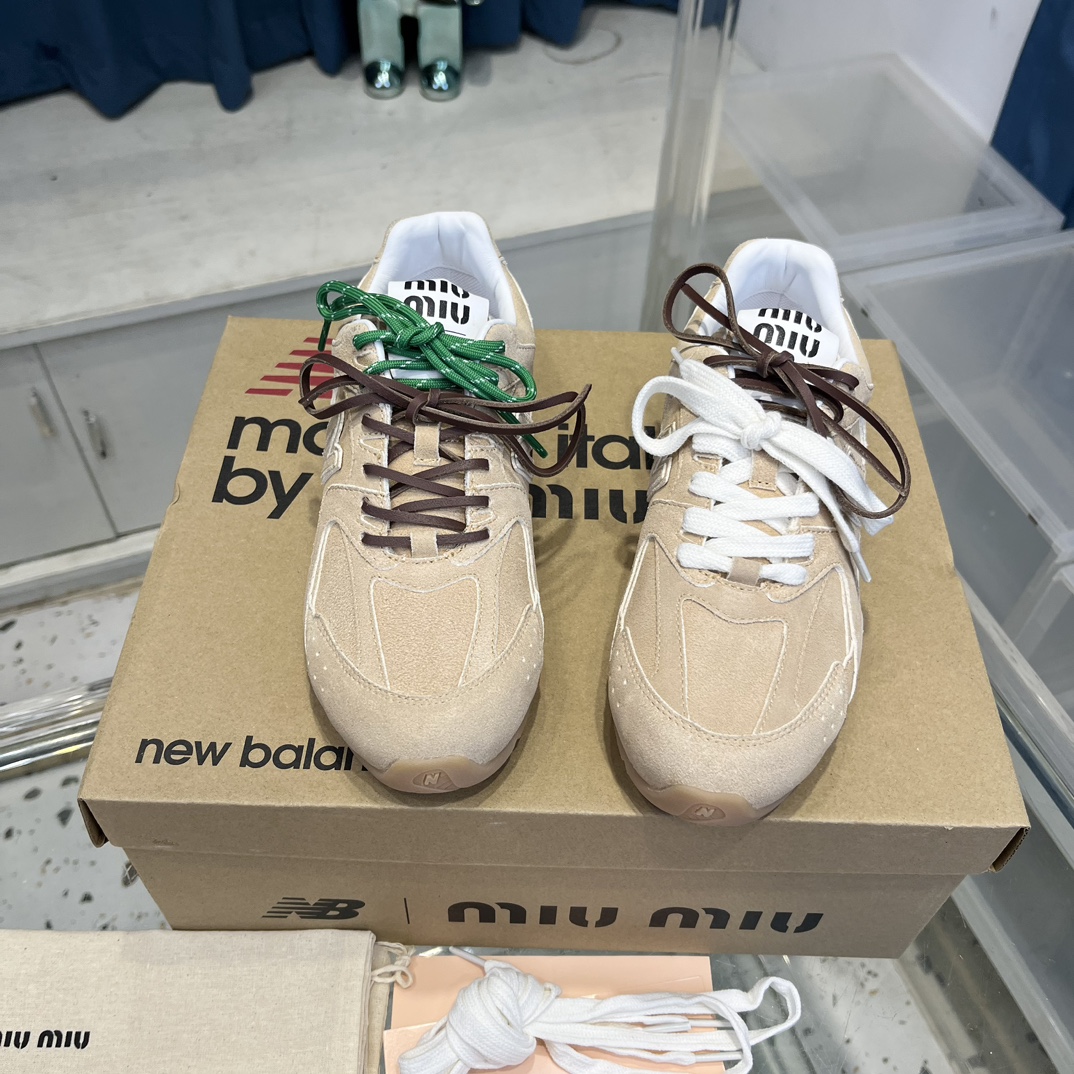 Miu Miu x New Balance 530 Suede Sneakers Beige