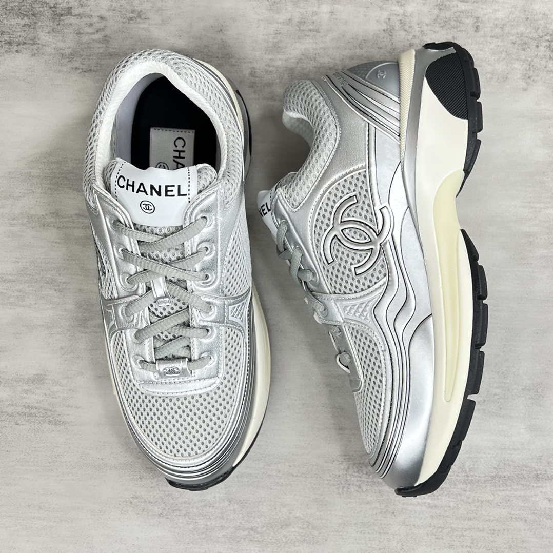 Chanel Mesh Runner Sneakers Silver