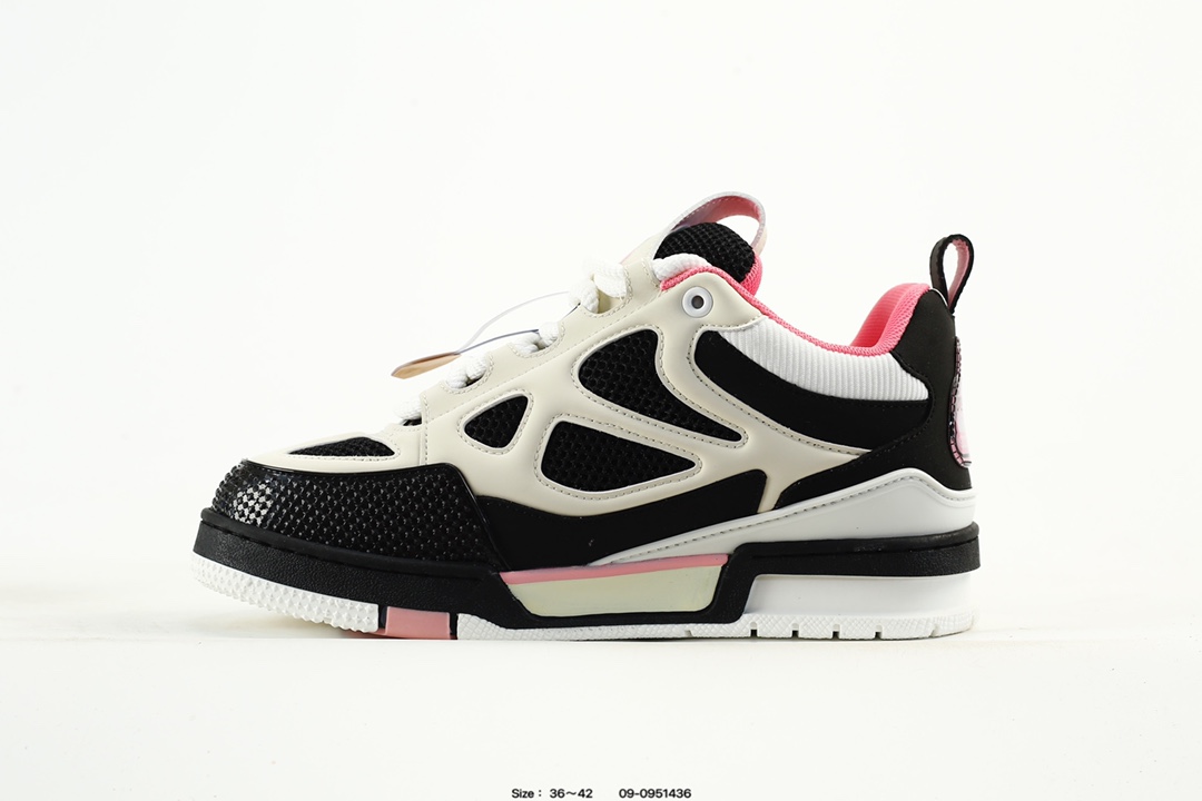 Louis Vuitton Trainer Low Sneakers Black White Pink