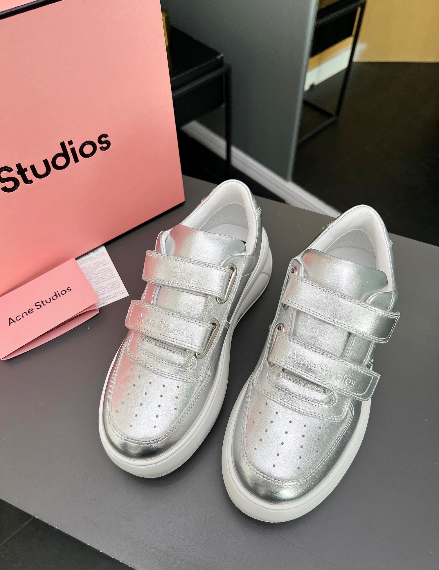 Acne Studios Velcro Platform Sneakers Silver