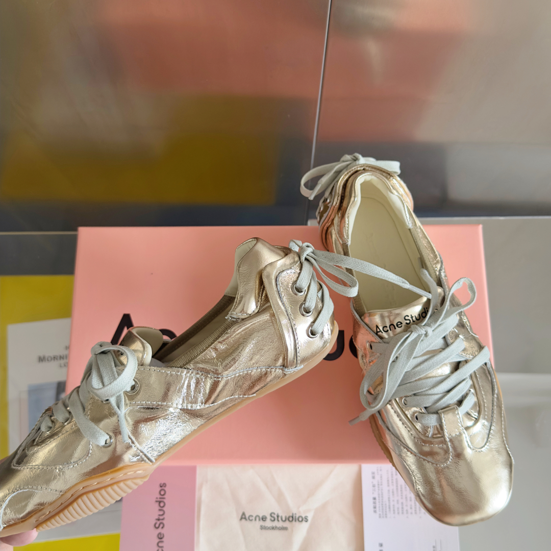 Acne Studios Lace-Up Ballet Sneakers Silver