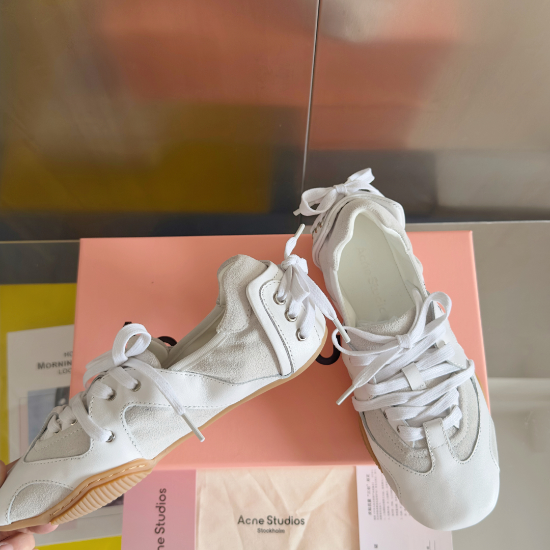 Acne Studios Lace-Up Ballet Sneakers White