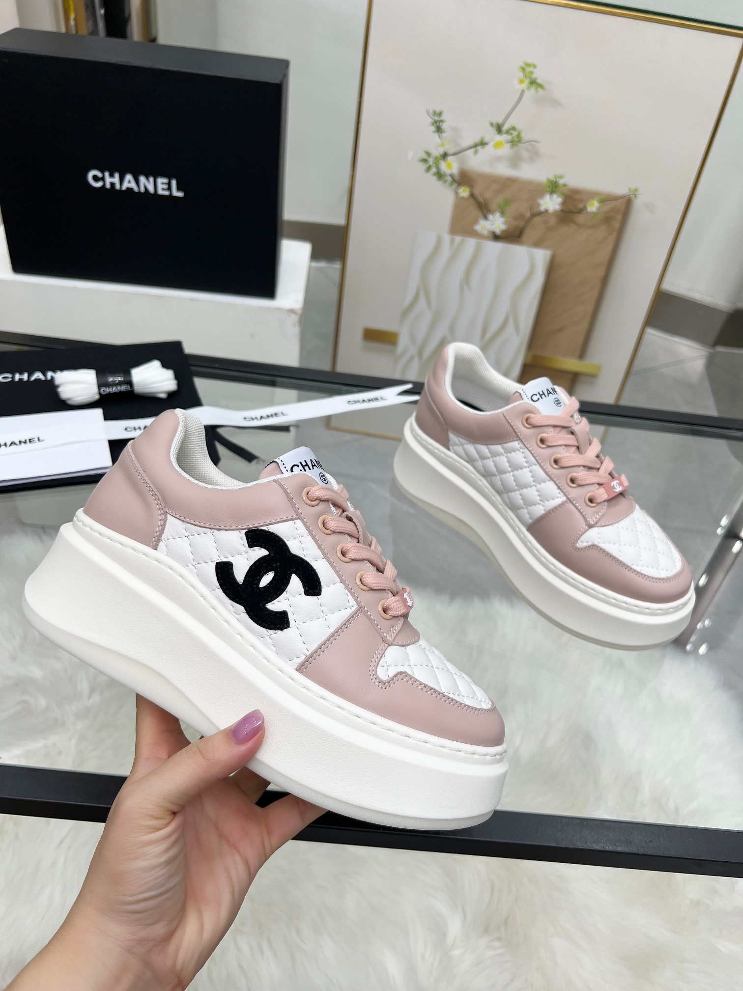 Chanel 25C Platform Sneakers Pink