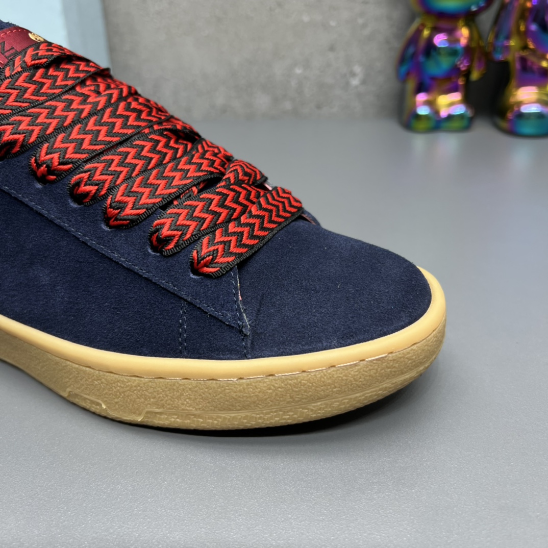 Lanvin Suede Low-Top Sneakers Navy