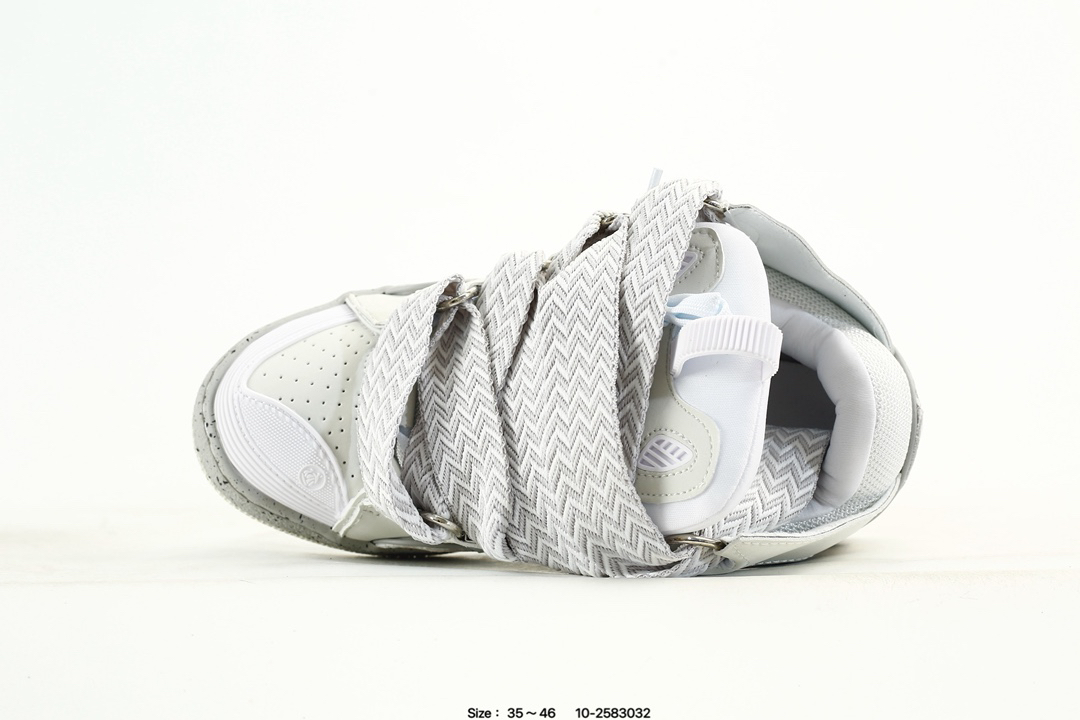 Lanvin Leather Curb Sneakers White/Grey
